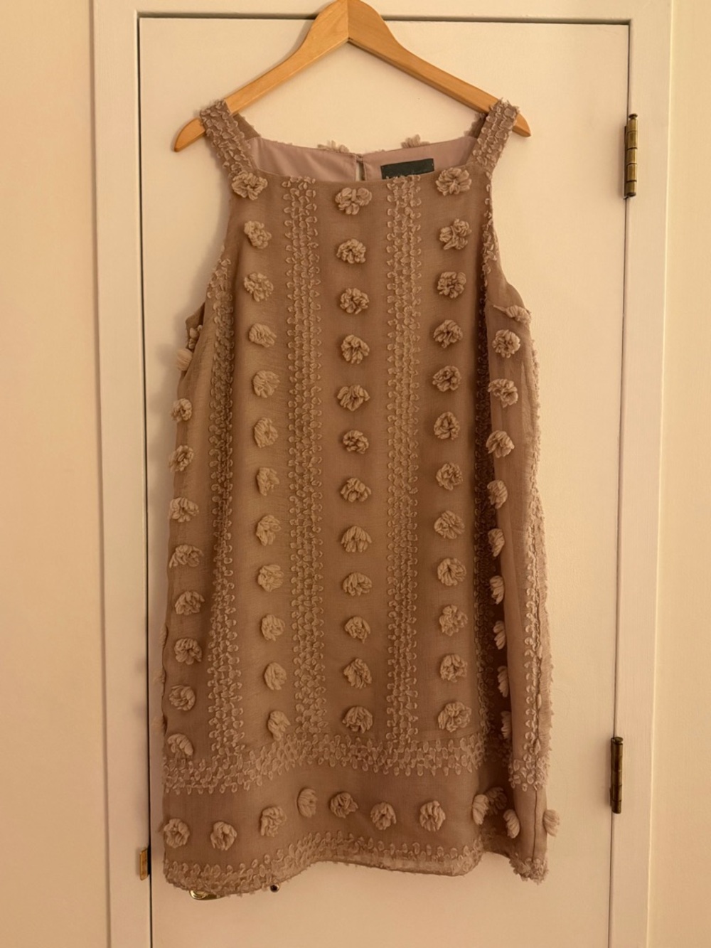 Generation Love Beige Pom-Pom Shift Mini Dress
